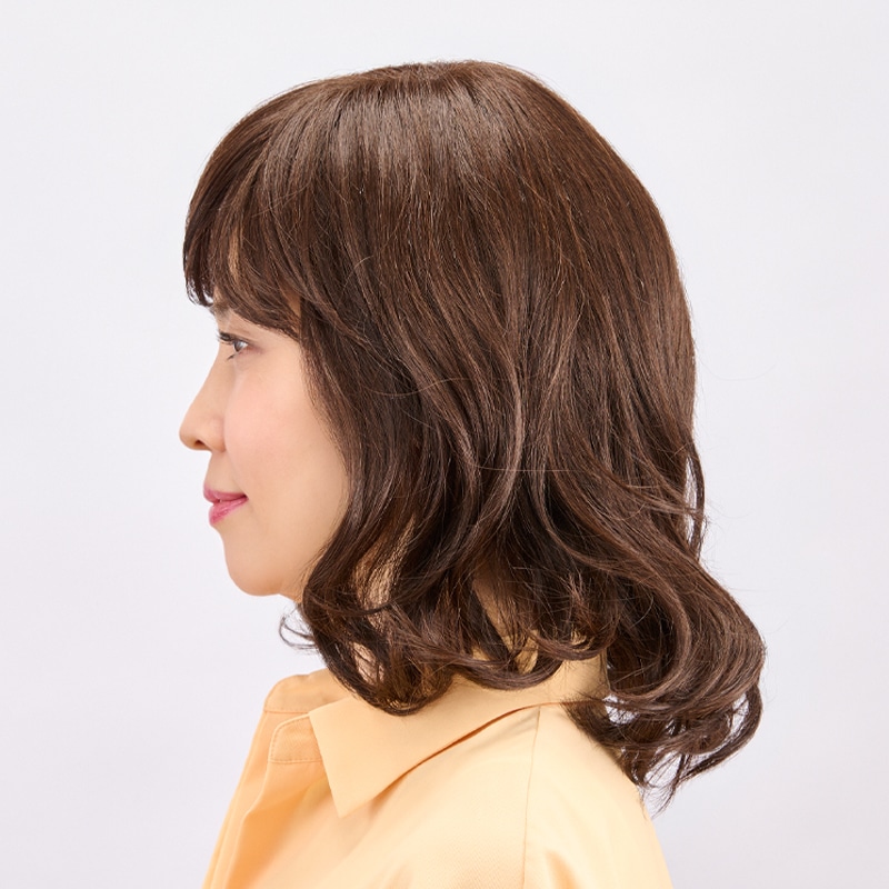 フルウィッグ】(人毛ミックス)ロングカール［ブラウン］Raffine TRN3