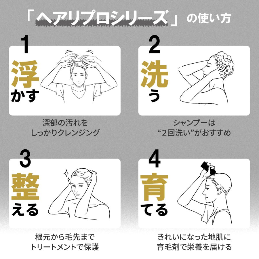 へアリプロならではの有効成分と天然由来成分が健やかな頭皮環境へ導く