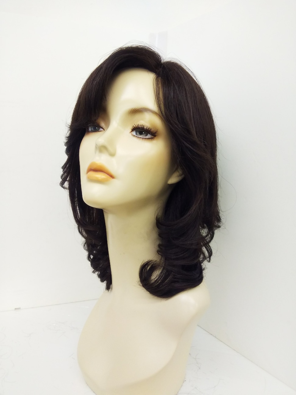 フルウィッグ】総手植え(人毛ミックス)ロングナチュラルレイヤー［栗色 