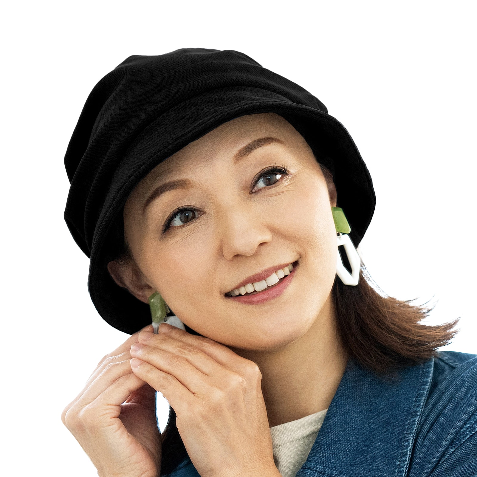 医療用(脱毛時用)帽子・裏メッシュ付きバケットハット(ブラック)| 7179 ブラック