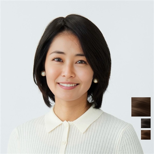 【部分ウィッグ】総手植え ストレートカール［ライトブラウン］Raffine TRNT1-BR6M