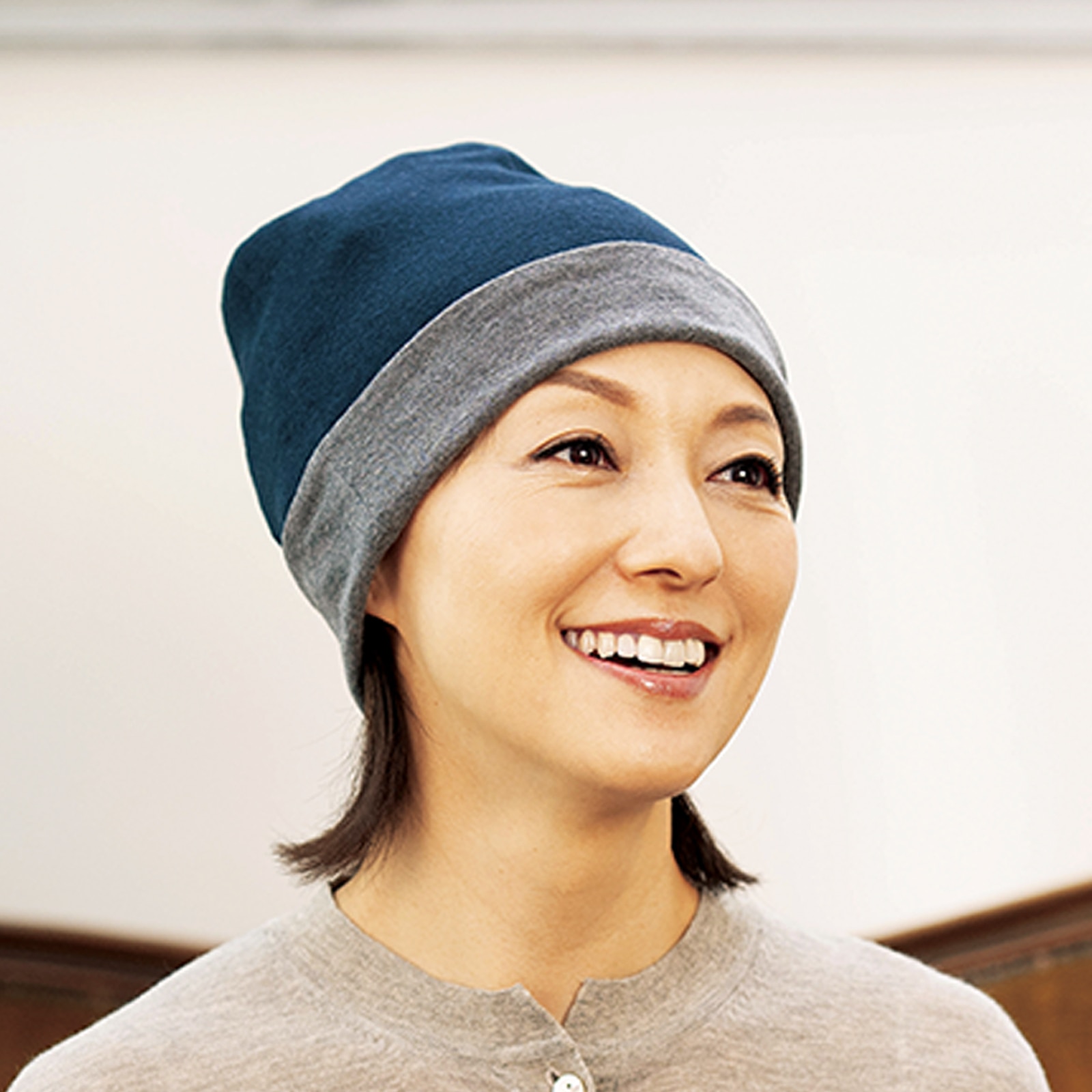 医療用(脱毛時用)帽子・リバーシブル(ネイビー)| 4737