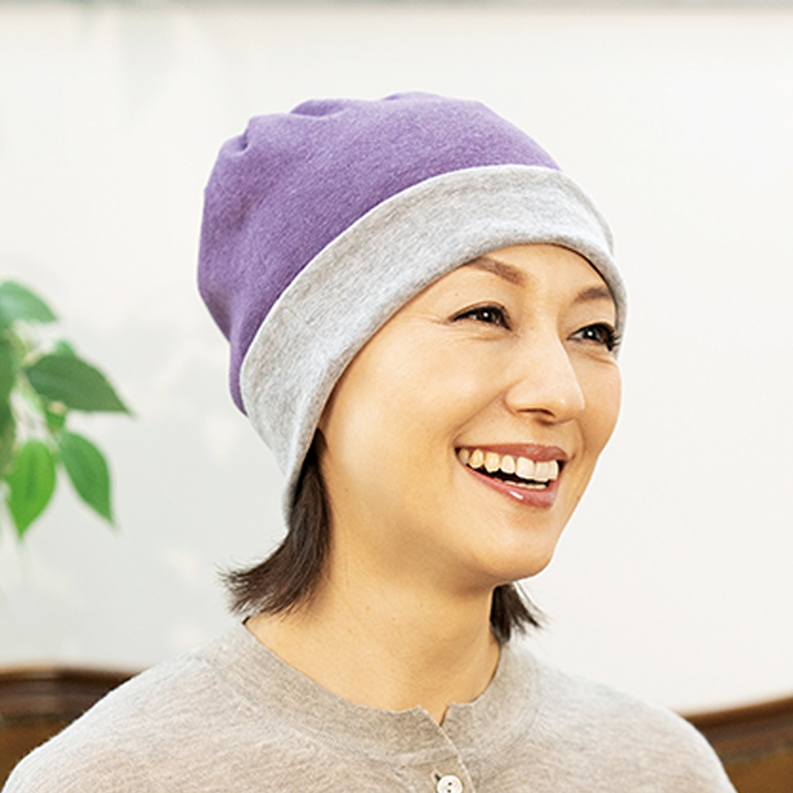 医療用（脱毛時用）帽子・リバーシブル（パープル）｜ 4738