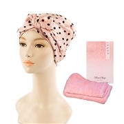  医療用（脱毛時用）帽子・2wayドット柄スカーフ（ピンク） ・タオル（ピンク）セット