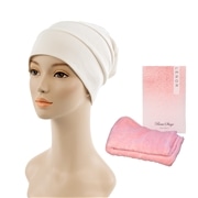  医療用（脱毛時用）帽子・ルーズワッチ（オフホワイト）・ タオル（ピンク）セット
