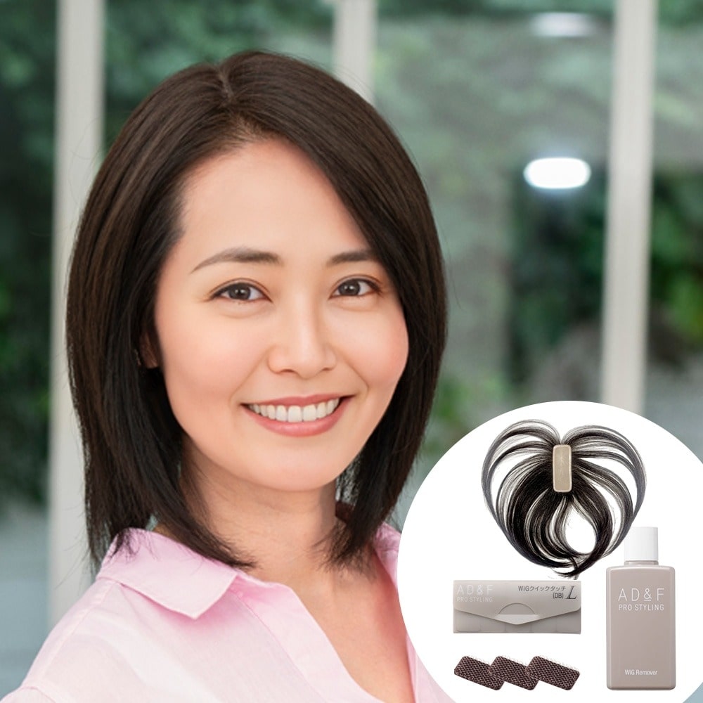 ふわリッチ3点セット 【部分ウィッグ】総手植え ナチュラル ［ダーク