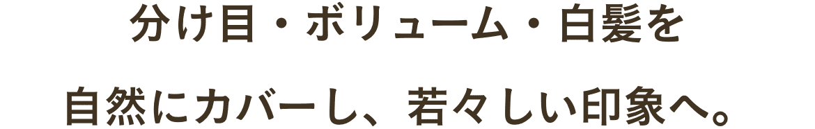 分け目・ボリューム・白髪を自然にカバーし、若々しい印象へ。