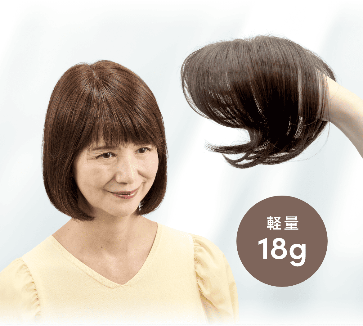 人工肌付きで、自然な分け目を演出。
