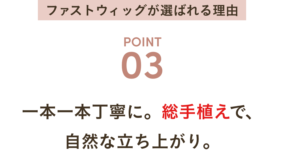 一本一本丁寧に。総手植えで、自然な立ち上がり。