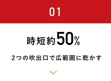 時短約 50% 2つの吹出口で広範囲に乾かす