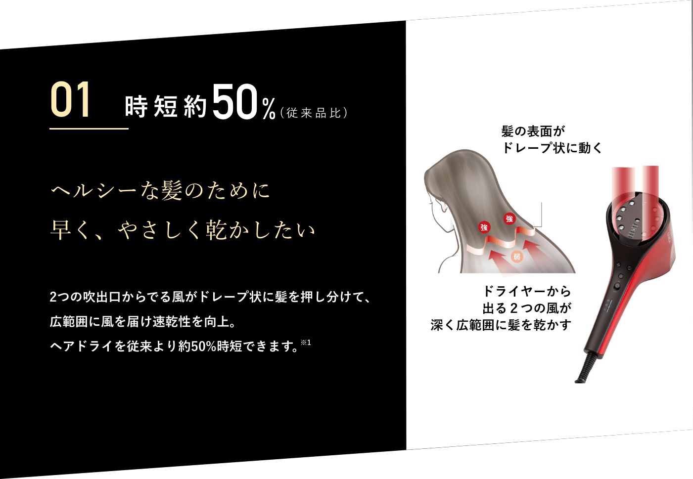 時短約50%(従来品比)ヘルシーな髪のために早く、やさしく乾かしたい