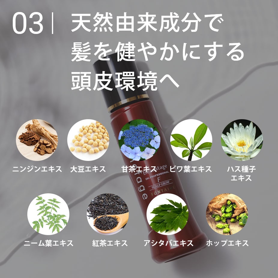 03 天然由来成分で髪を健やかにする頭皮環境へ