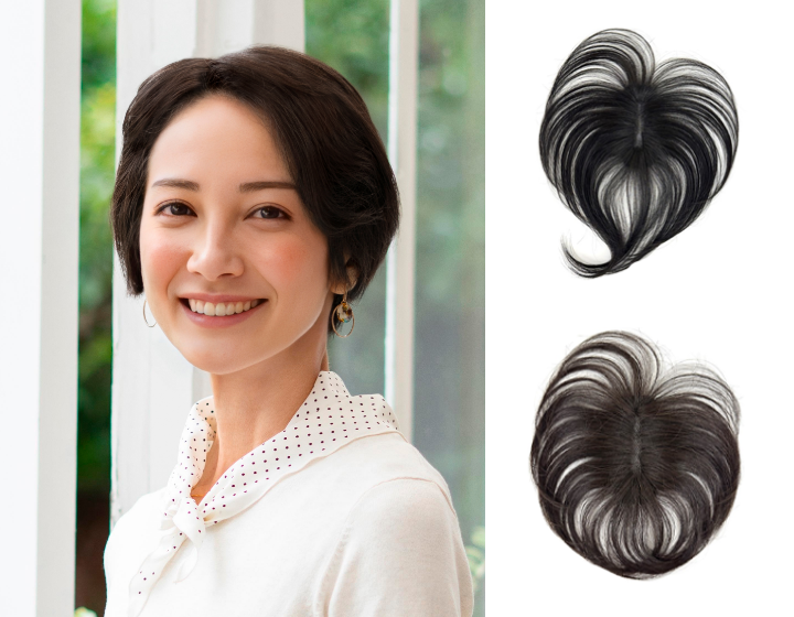 わずか13gふんわり軽い自然な手のひらウィッグ・トップピース